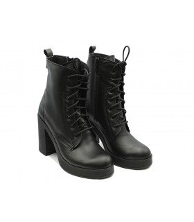 Legaki Γυναικεία Δερμάτινα Μποτάκια Heel σε μαυρο χρώμα