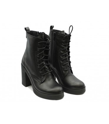 Legaki Γυναικεία Δερμάτινα Μποτάκια Heel σε μαυρο χρώμα